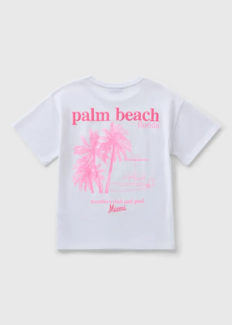 Girls White Palm Beach T-Shirt (7-15yrs)
