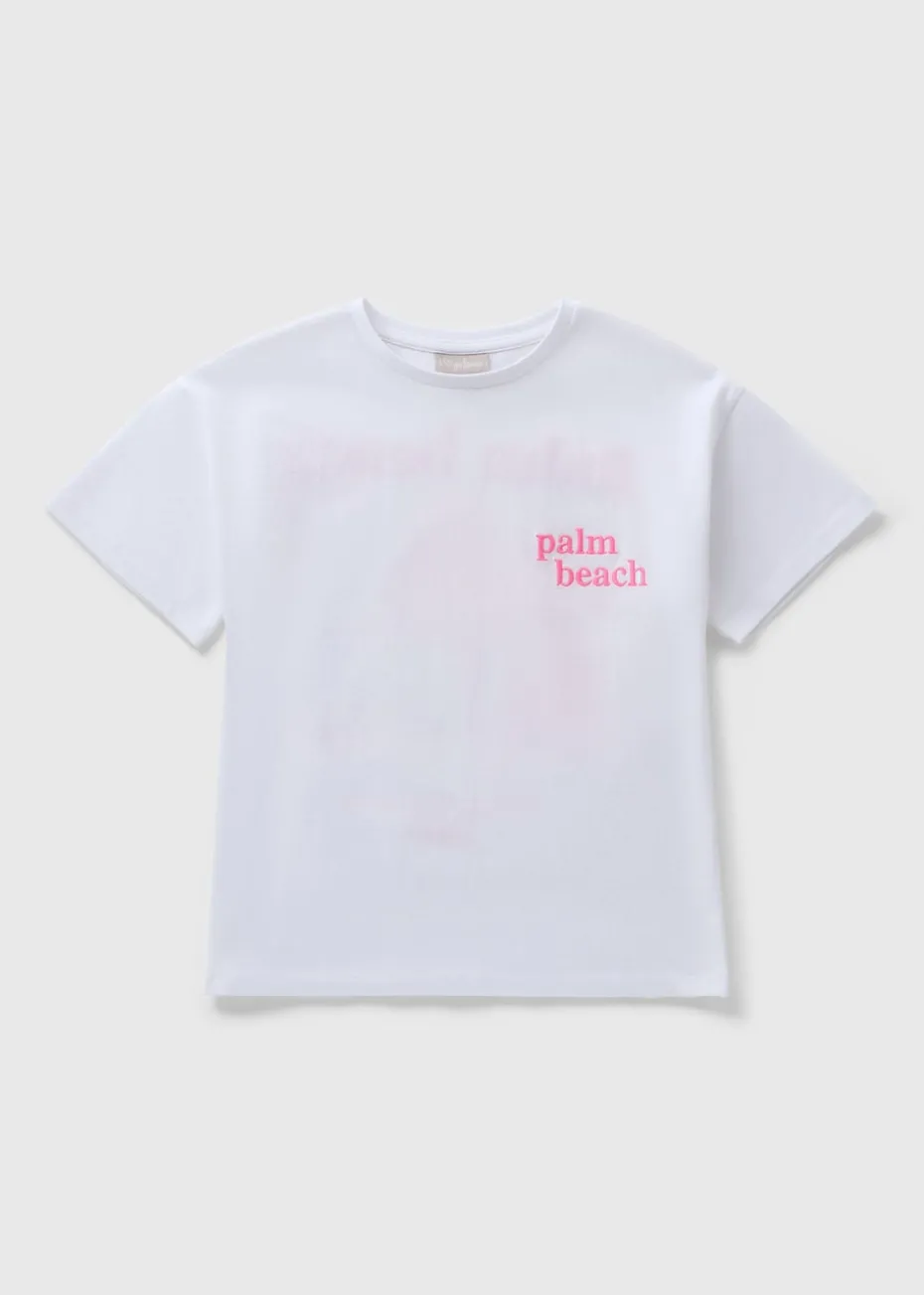 Girls White Palm Beach T-Shirt (7-15yrs)