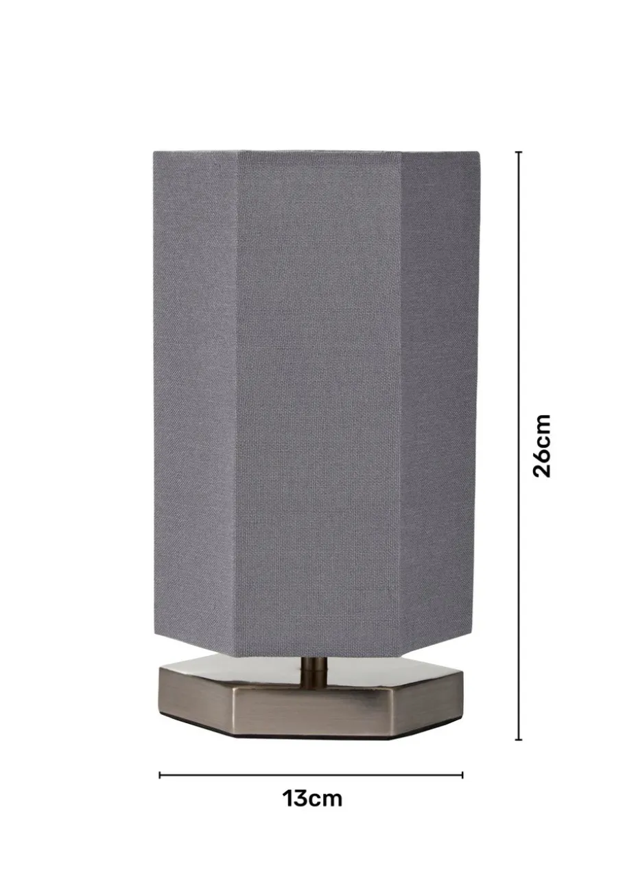 Glow Hexagon Shape Integrated LED Table Lamp Grey (26cm x 13cm)