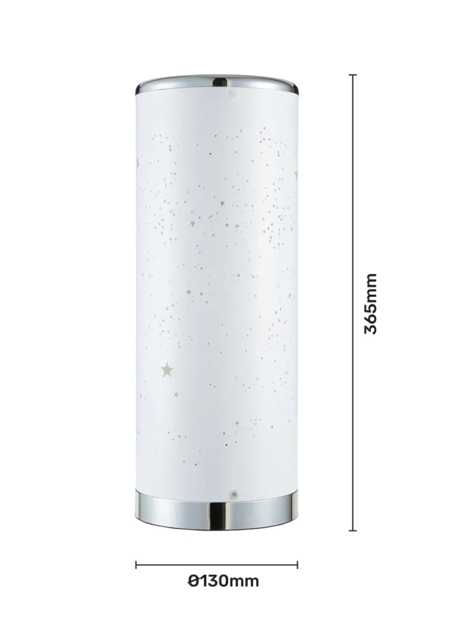 Glow LED Starburst Cylinder Table Lamp with Remote Control (36.5cm x 13cm)