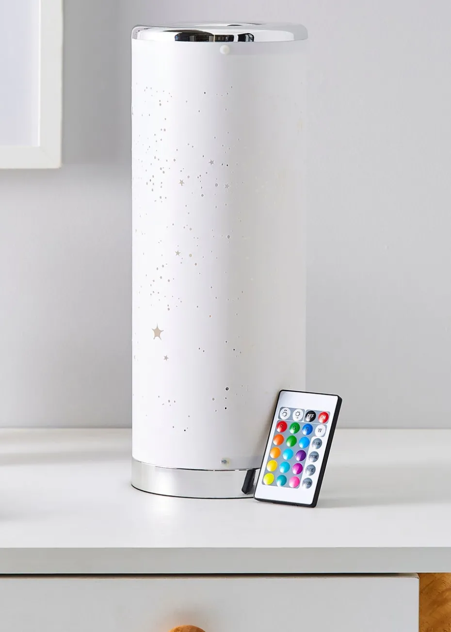 Glow LED Starburst Cylinder Table Lamp with Remote Control (36.5cm x 13cm)