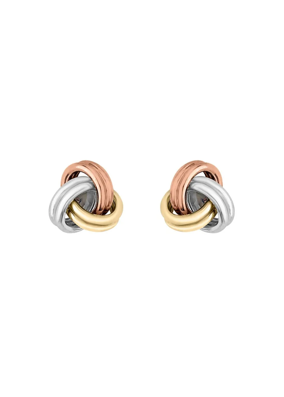 Golden Moments 9ct 3-Colour Gold Knot Studs