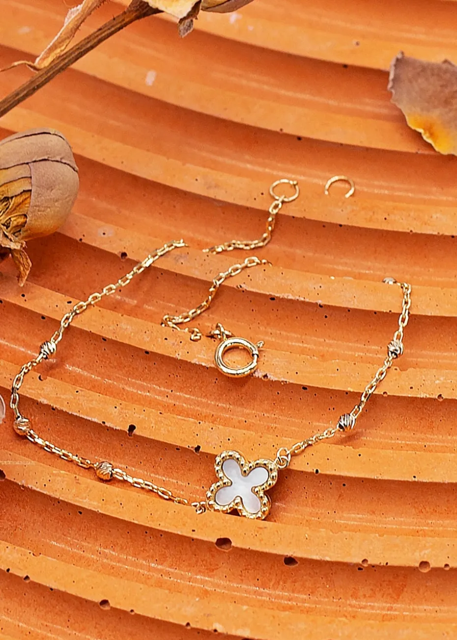 Golden Moments 9ct Silver Mother of Pearl Clover DC Bracelet
