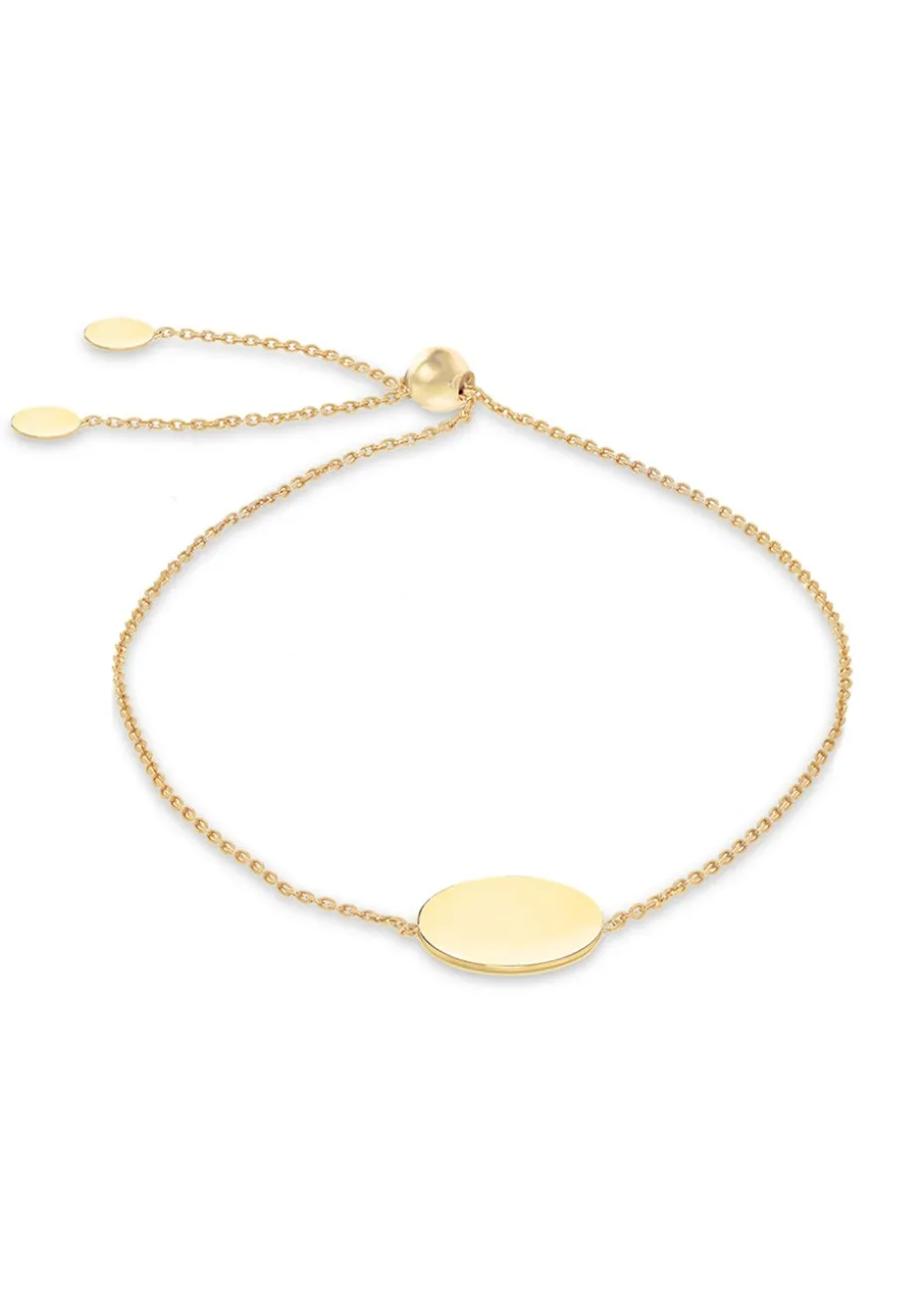 Golden Moments 9ct Yellow Gold Disc Trace Chain Slider Bracelet
