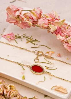 Golden Moments 9ct Yellow Gold Oval Carnelian Bracelet