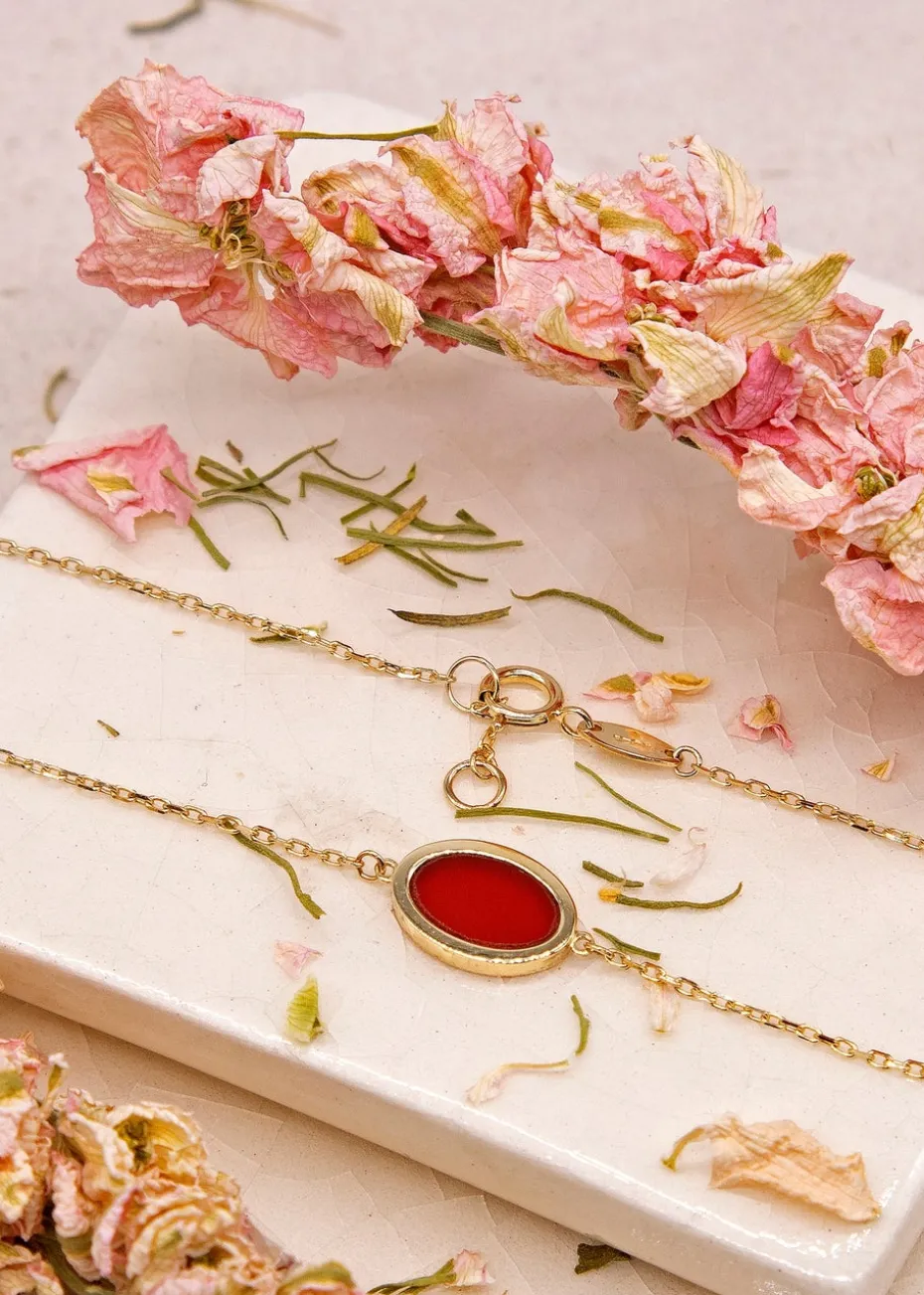 Golden Moments 9ct Yellow Gold Oval Carnelian Bracelet