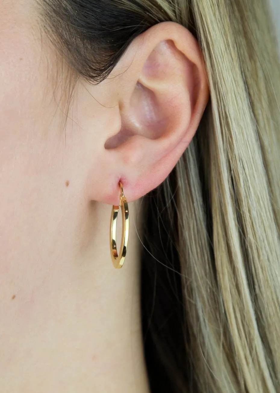 Golden Moments 9ct Yellow Gold Flat Oval Creole Earrings
