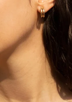 Golden Moments 9ct Yellow Gold DoubleTube HalfHoop Earrings
