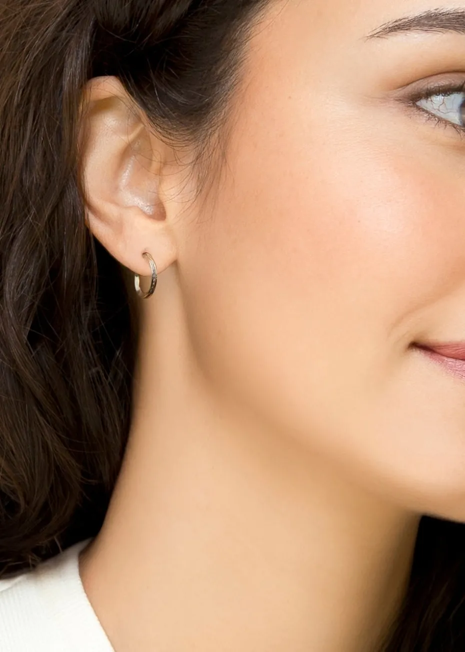 Golden Moments 9ct Yellow Gold Round White CZs Endless Slim Hoop Earrings