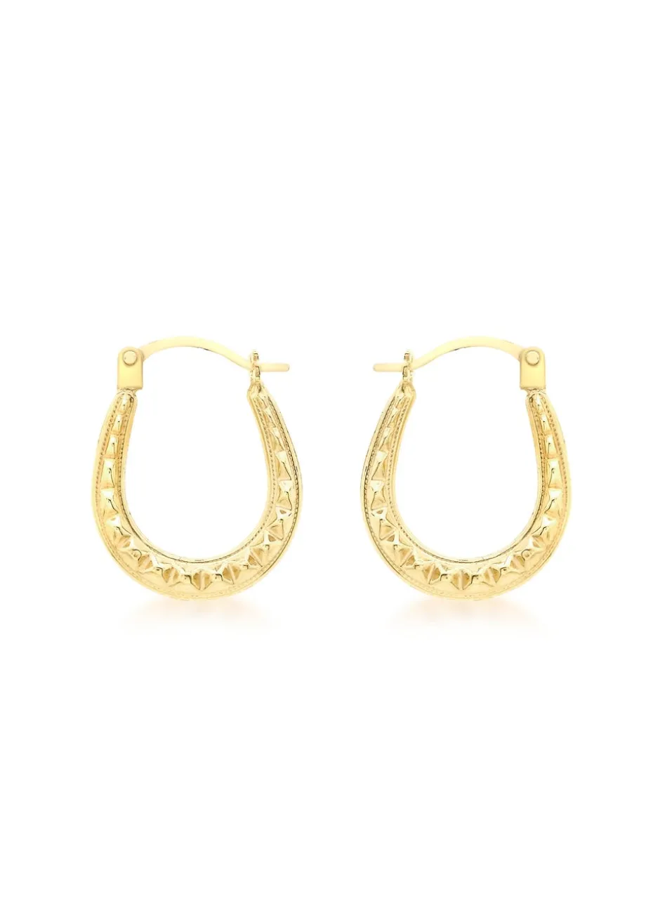 Golden Moments 9ct Yellow Gold Patterned Creole Earrings