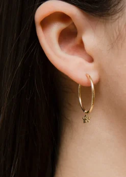 Golden Moments 9ct Yellow Gold Plain Hoop With Star Drop Earring