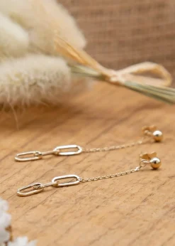 Golden Moments 9ct Yellow Gold Paper Chain Drop Stud Earrings