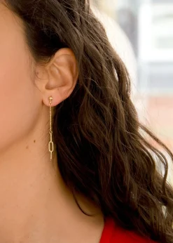 Golden Moments 9ct Yellow Gold Paper Chain Drop Stud Earrings