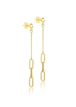 Golden Moments 9ct Yellow Gold Paper Chain Drop Stud Earrings