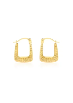 Golden Moments 9ct Yellow Gold Square Ribbed Mini Hoops