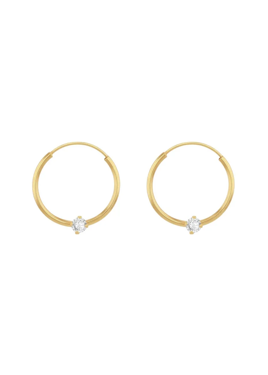 Golden Moments 9ct Yellow Gold White CZ Sleeper Earring