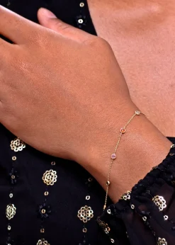 Golden Moments 9ct Yellow Gold Multi Coloured Round CZ Bracelet