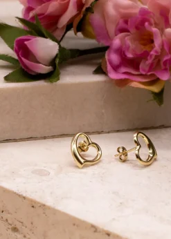 Golden Moments 9ct Yellow Gold Heart Stud Earrings