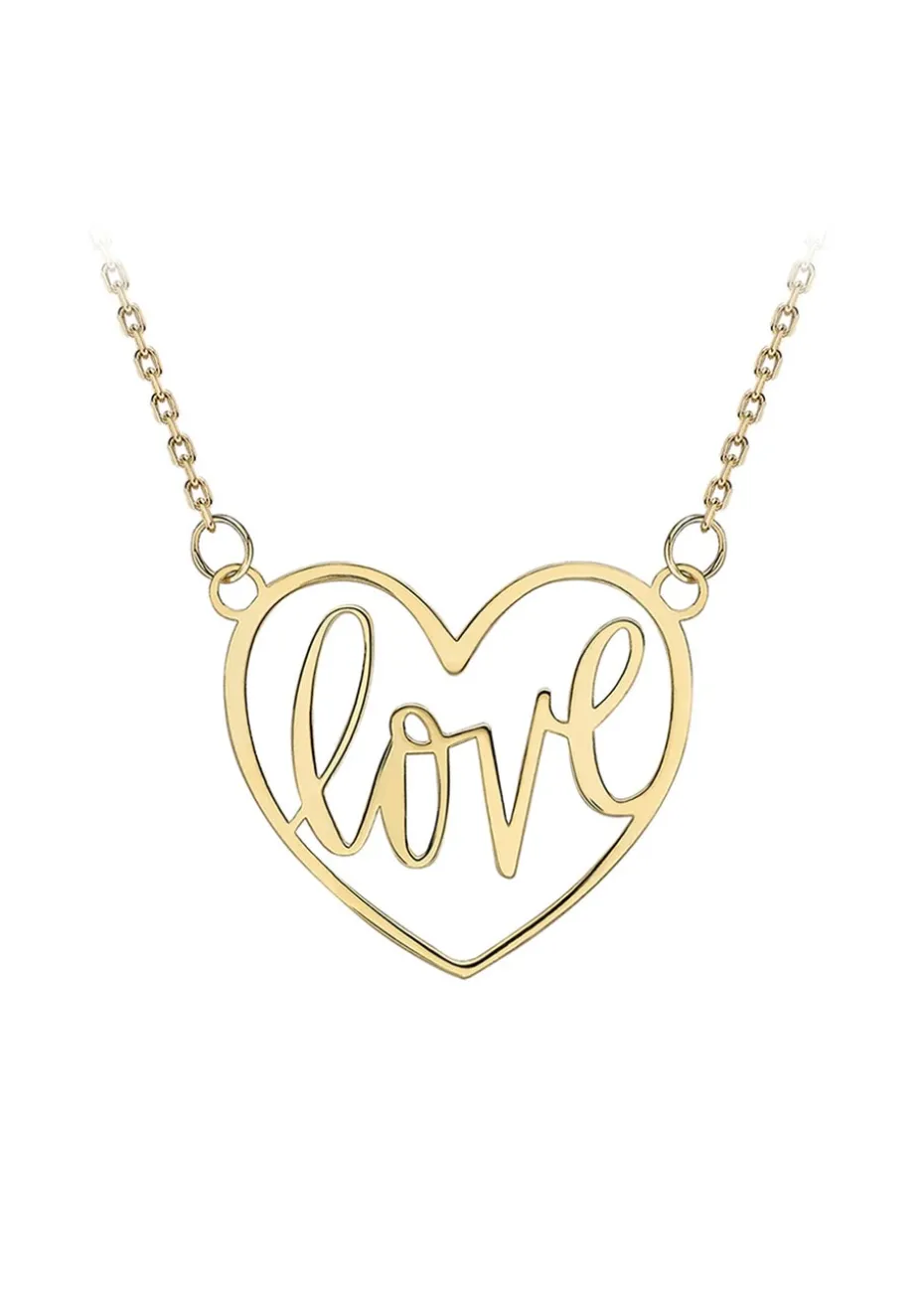 Golden Moments 9ct Yellow Gold 'Love' Heart Adjustable Necklace
