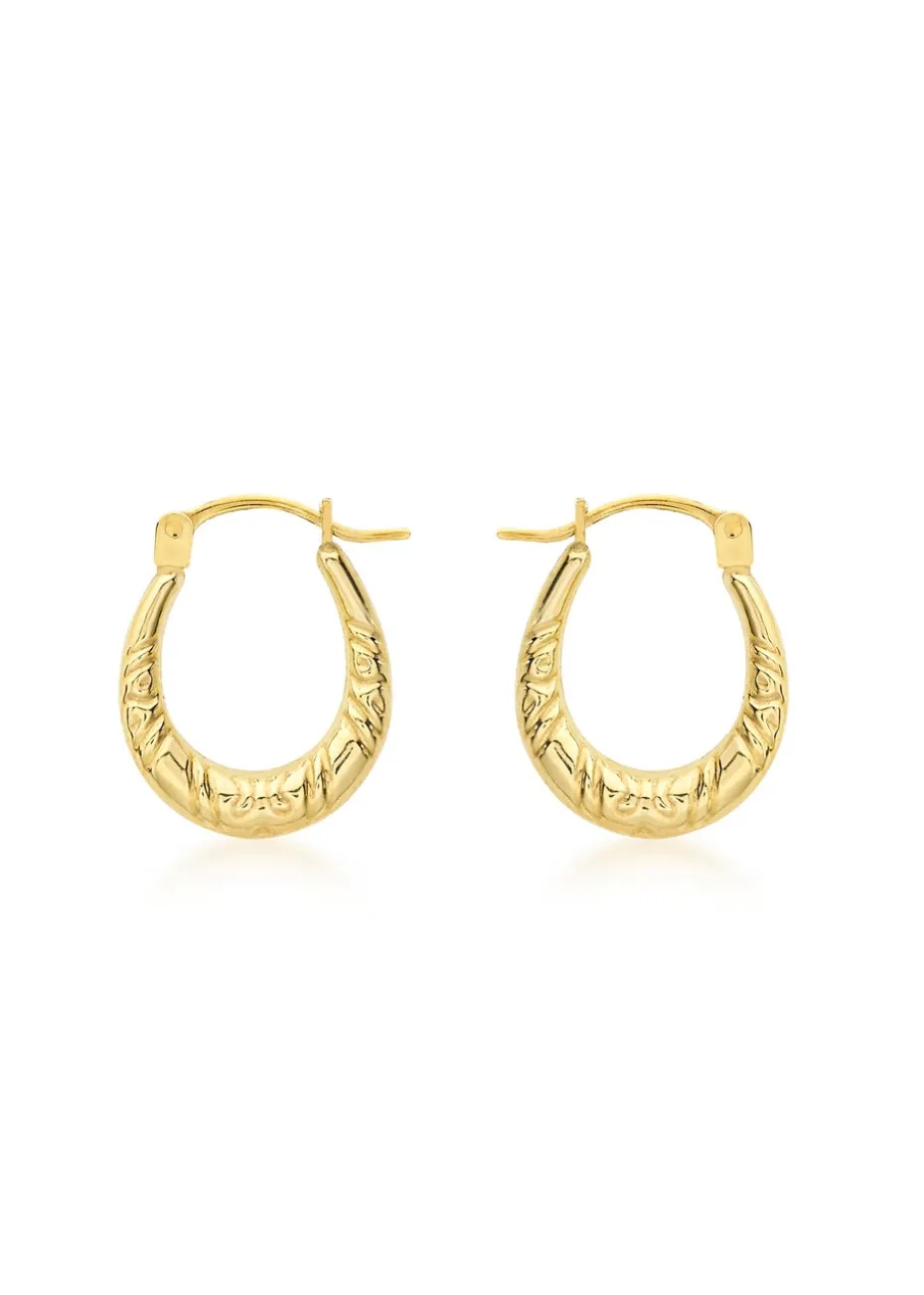 Golden Moments 9ct Yellow Gold Crystalique Creole Earrings