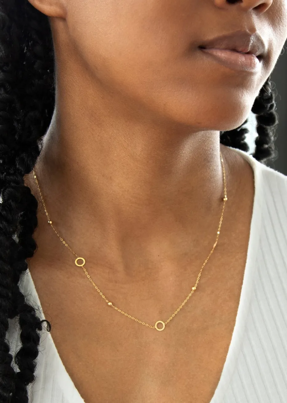 Golden Moments 9ct Yellow Gold 6.5m Circle & 3mm Bead Necklace