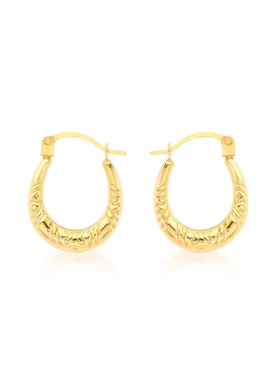 Golden Moments 9ct Yellow Gold Patterned Mini Hoops