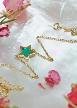 Golden Moments 9ct Yellow Gold Malachite Star Bracelet