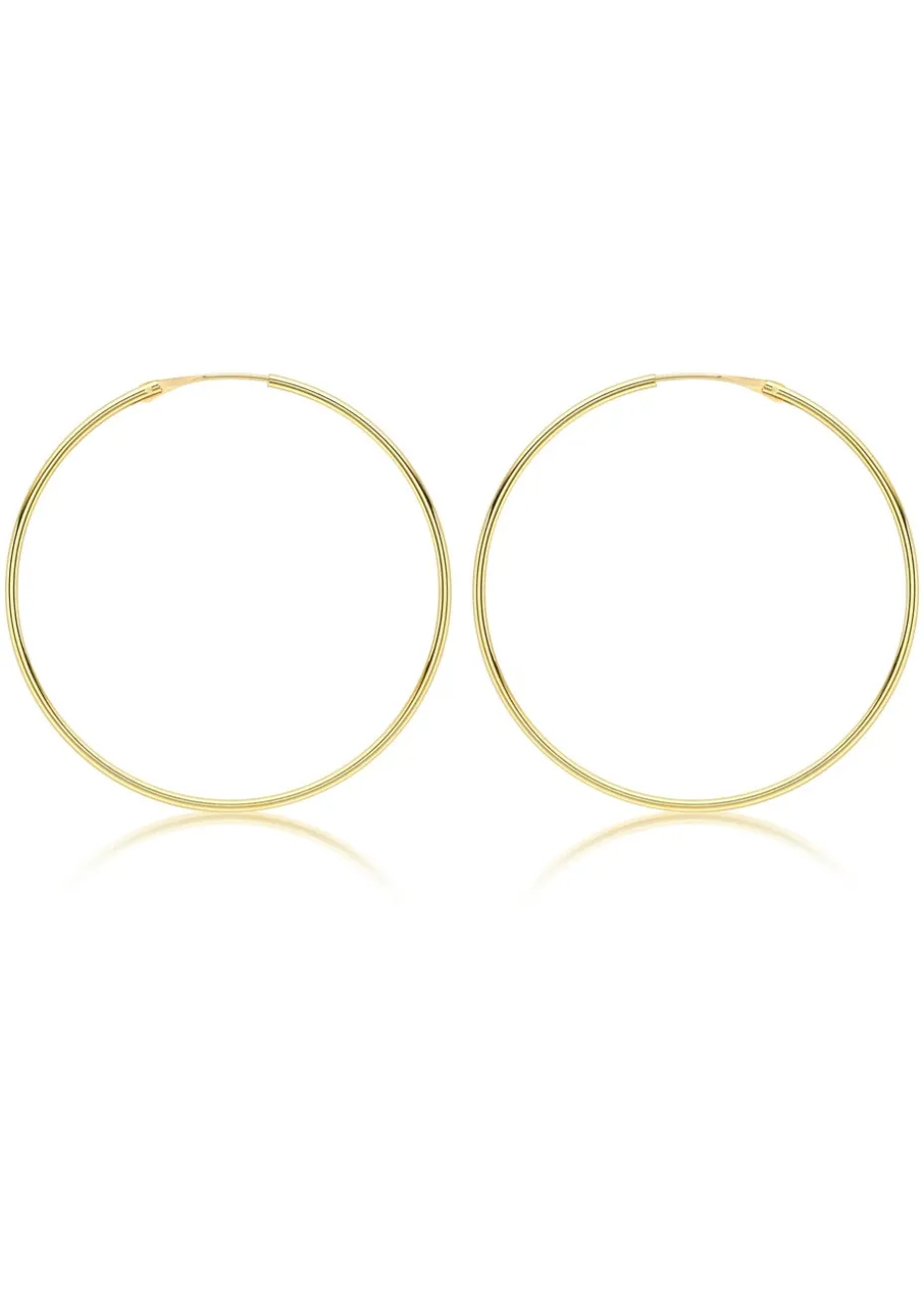 Golden Moments 9ct Yellow Gold Round-Tube Polished Sleeper Hoop Earrings