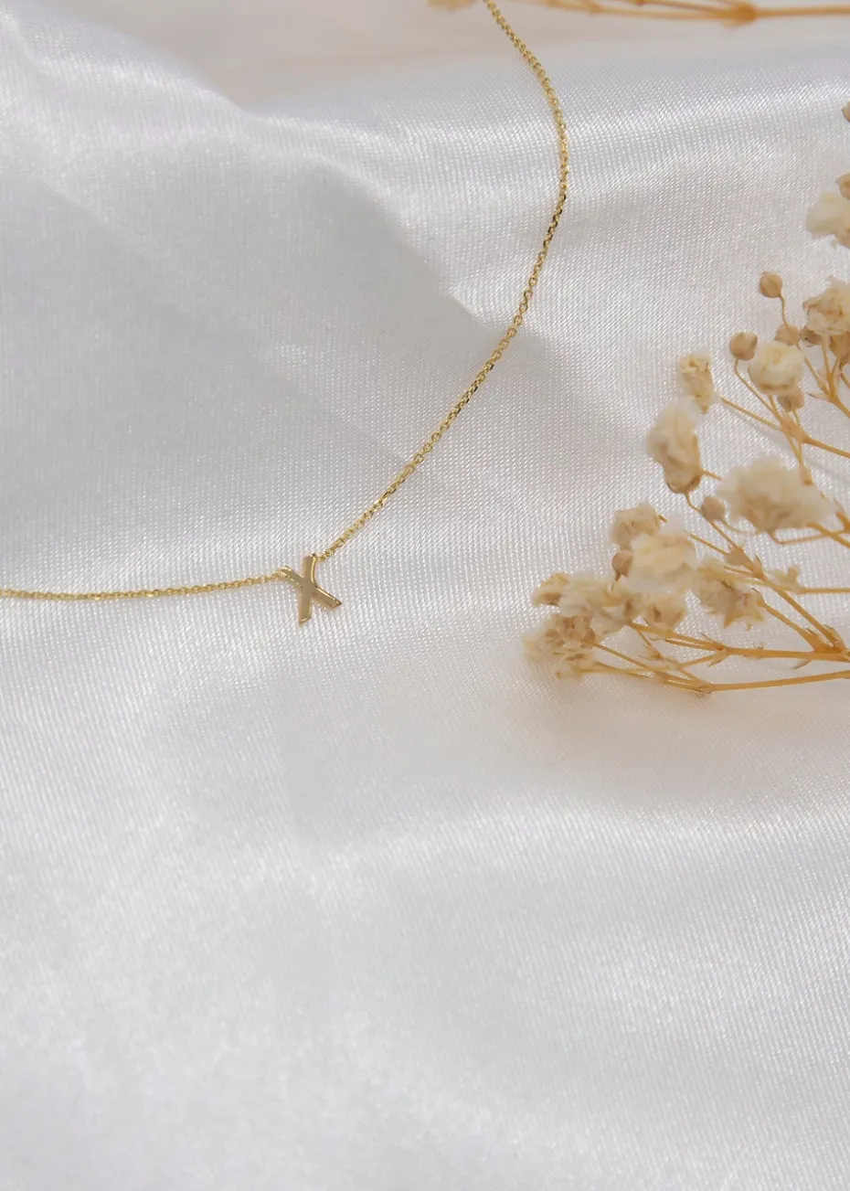 Golden Moments 9ct Yellow Gold Mini 'X' Initial Necklace