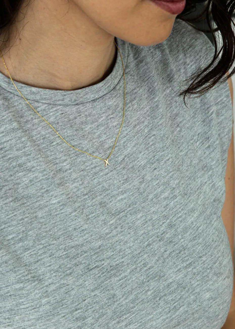 Golden Moments 9ct Yellow Gold Mini 'X' Initial Necklace