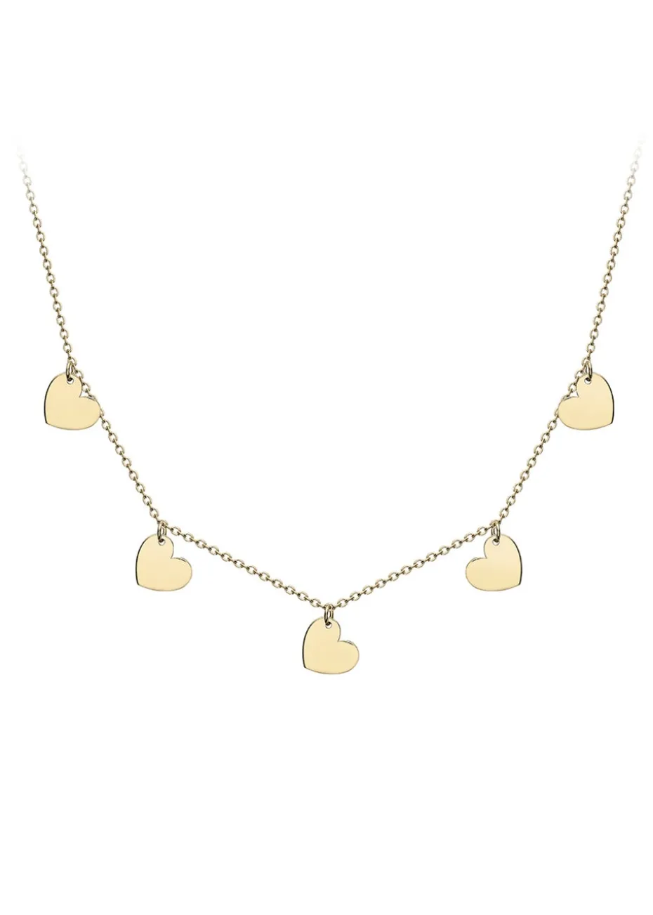 Golden Moments 9ct Yellow Gold 5-Heart Adjustable Necklace