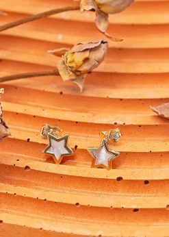 Golden Moments 9ct Yellow Gold Mother of Pearl Star Stud Earring