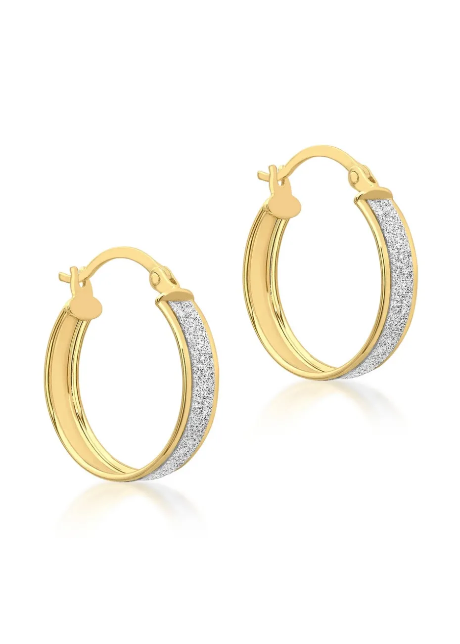 Golden Moments 9ct Yellow Gold Tube Stardust Creole Earrings