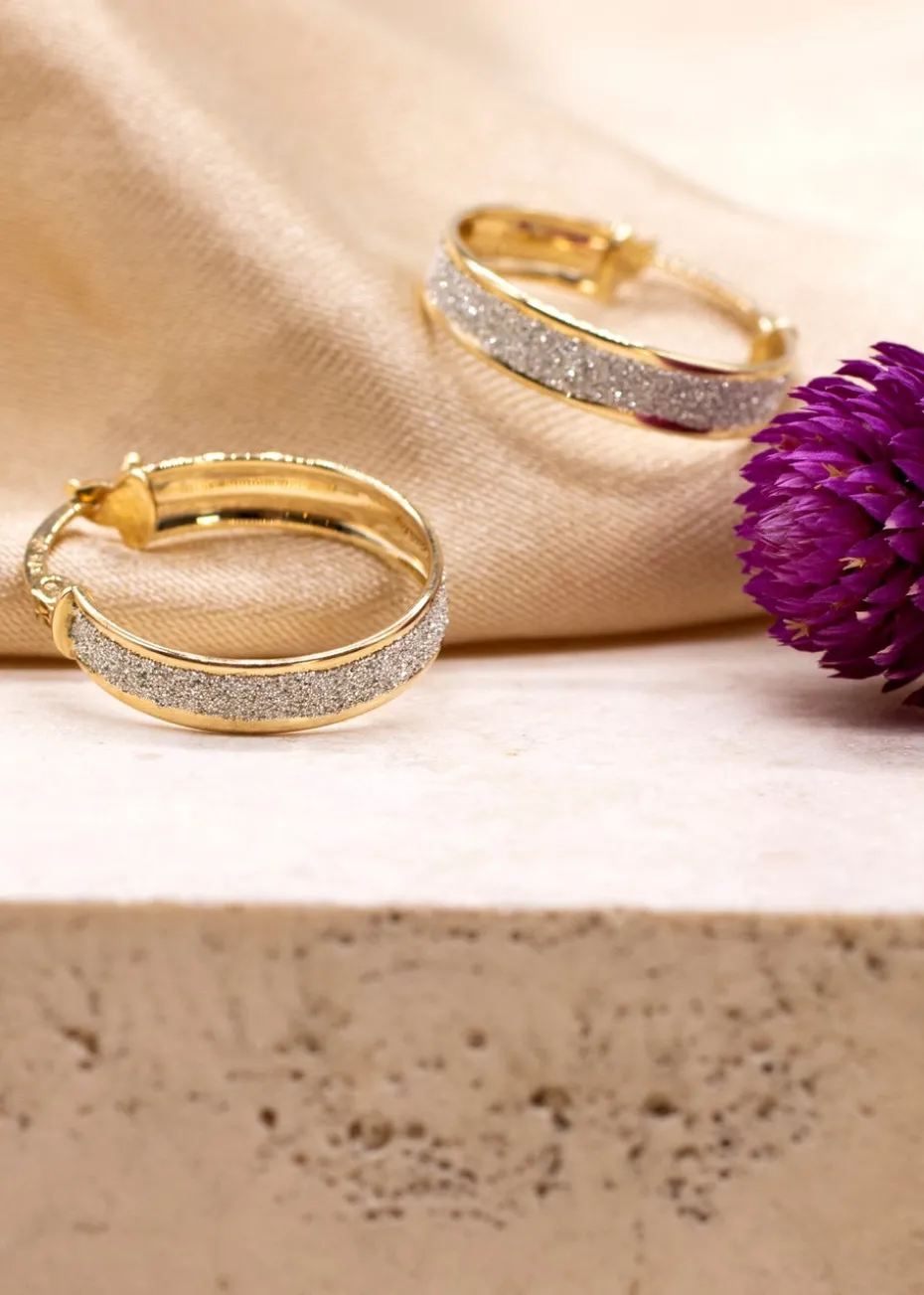 Golden Moments 9ct Yellow Gold Tube Stardust Creole Earrings