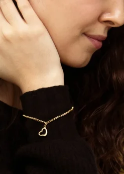 Golden Moments 9ct Yellow Gold Heart-Charm Bracelet