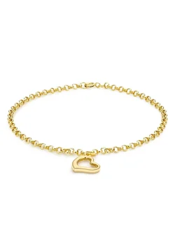 Golden Moments 9ct Yellow Gold Heart-Charm Bracelet
