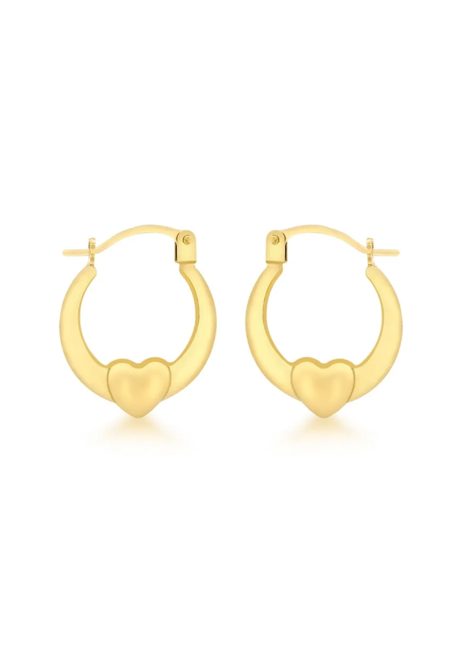 Golden Moments 9ct Yellow Gold Mini Heart Hoops