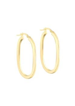 Golden Moments 9ct Yellow Gold Square Tube Oval Creole Earrings