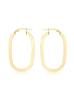 Golden Moments 9ct Yellow Gold Square Tube Oval Creole Earrings