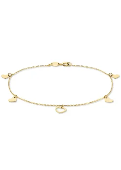 Golden Moments 9ct Yellow Gold Dangly Hearts Bracelet