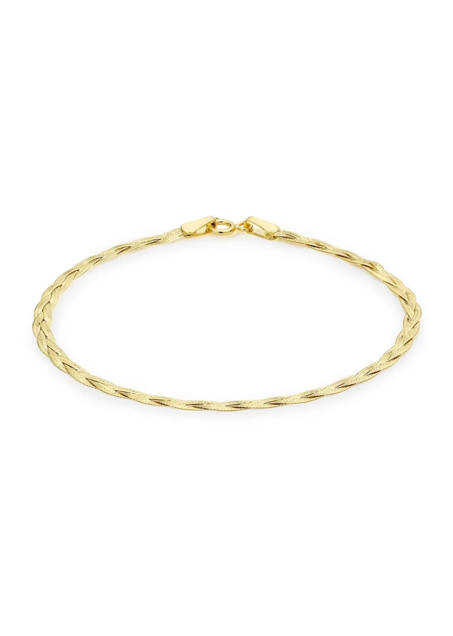 Golden Moments 9ct Yellow Gold 3Plait Fine Herringbone Bracelet