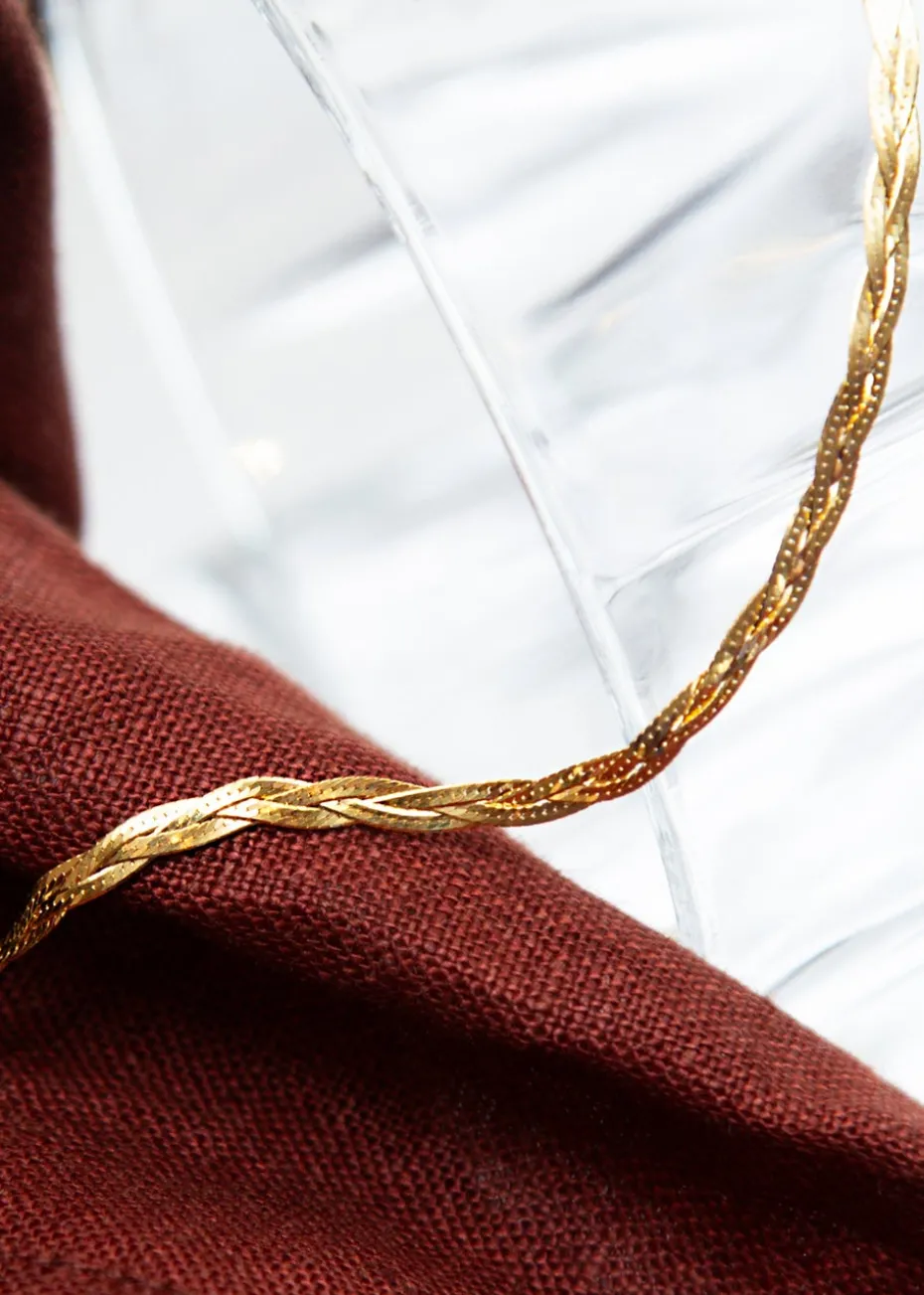 Golden Moments 9ct Yellow Gold 3Plait Fine Herringbone Bracelet