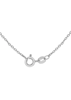 Golden Moments Rhodium Plated CZ Scroll Heart Pendant Adjustable Necklace