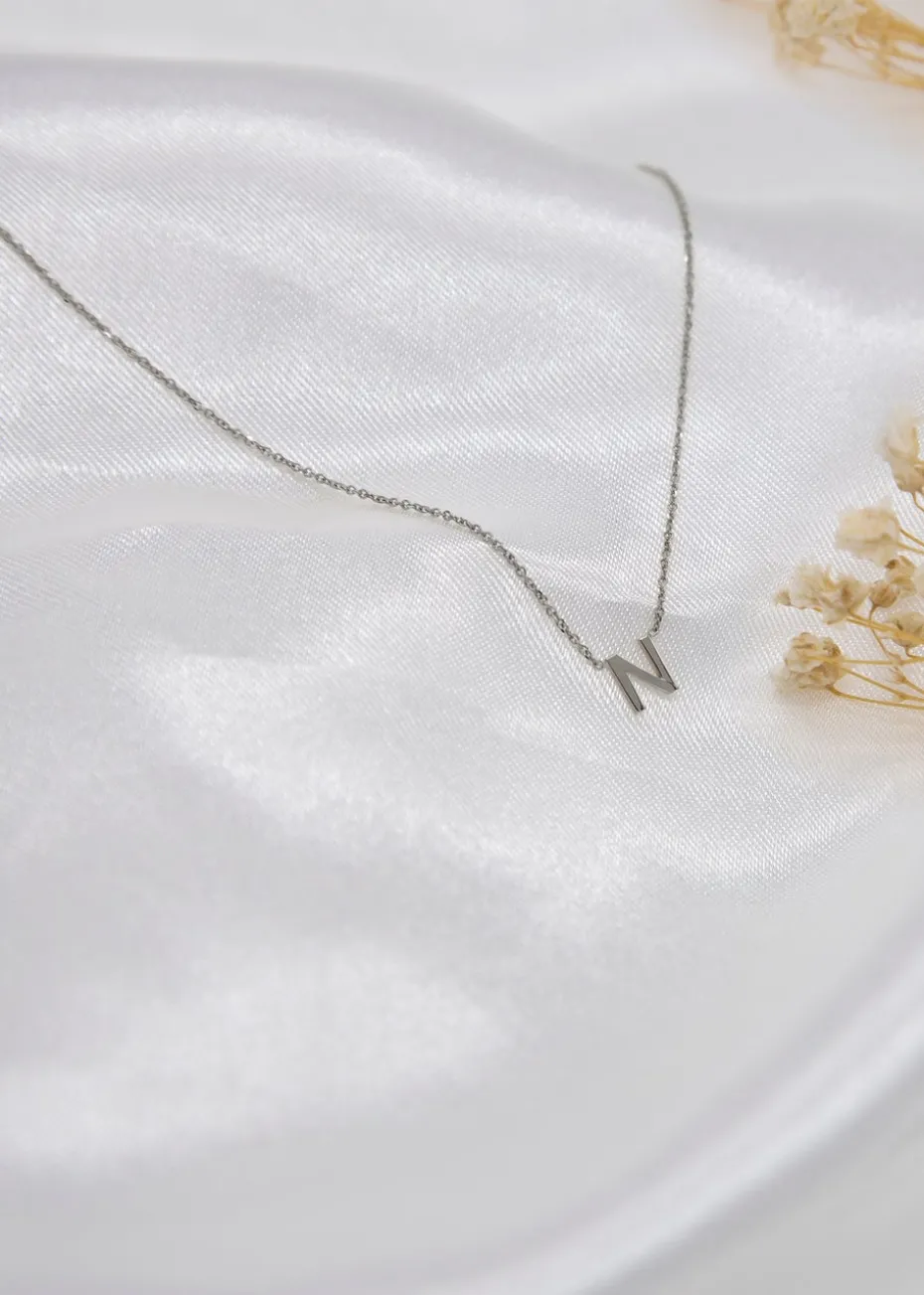 Golden Moments Sterling Silver 'N' Initial Necklace