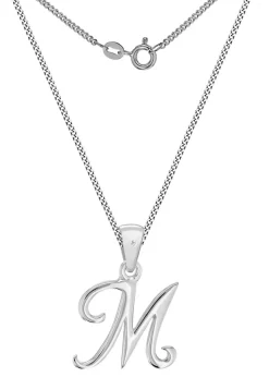 Golden Moments Sterling Silver Diamond 'M' Initial Necklace