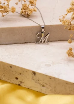 Golden Moments Sterling Silver Diamond 'M' Initial Necklace