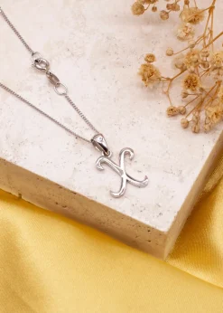 Golden Moments Sterling Silver Diamond 'X' Initial Necklace