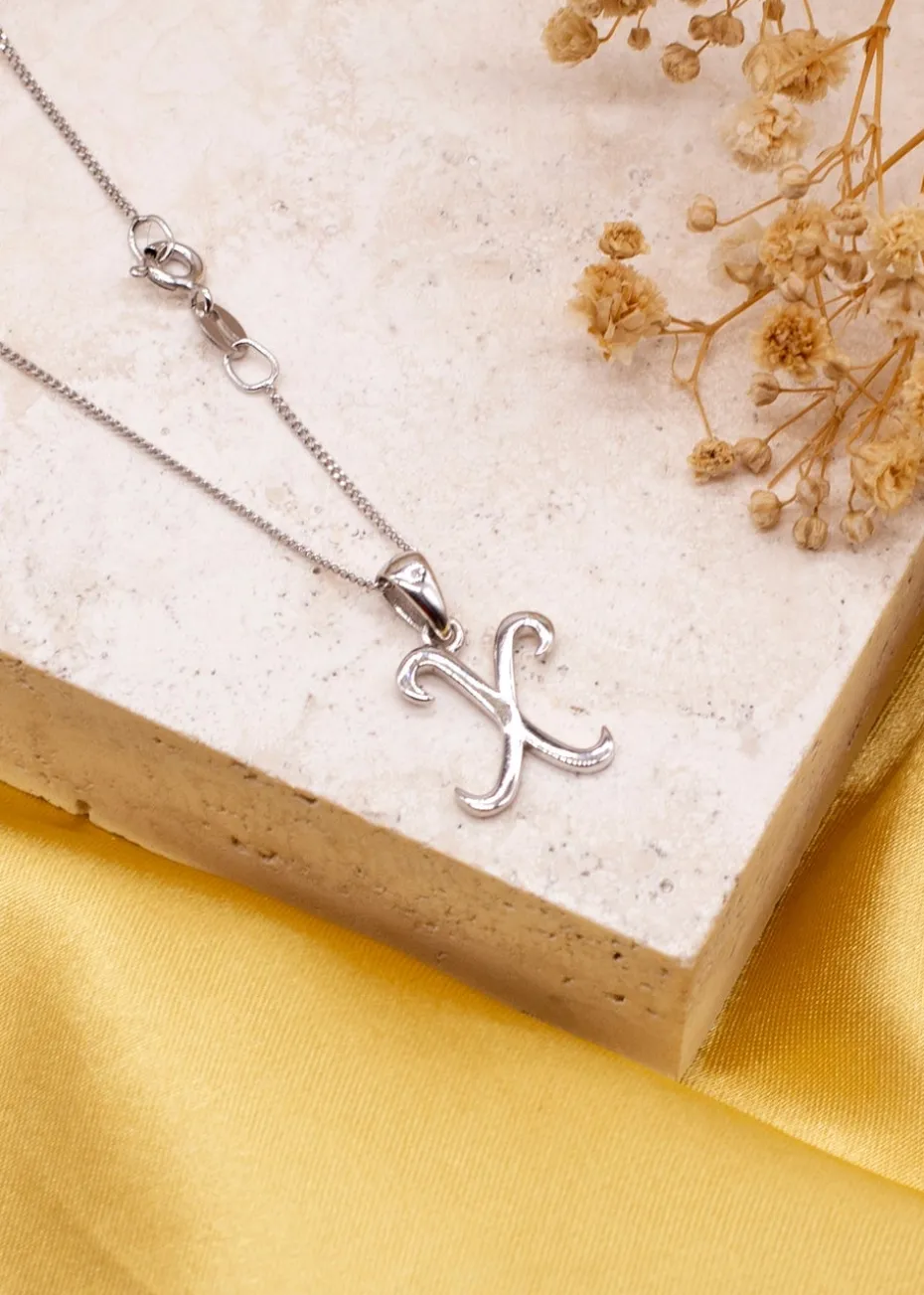 Golden Moments Sterling Silver Diamond 'X' Initial Necklace