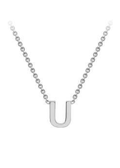Golden Moments Sterling Silver 'U' Initial  Necklace