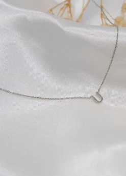 Golden Moments Sterling Silver 'U' Initial  Necklace